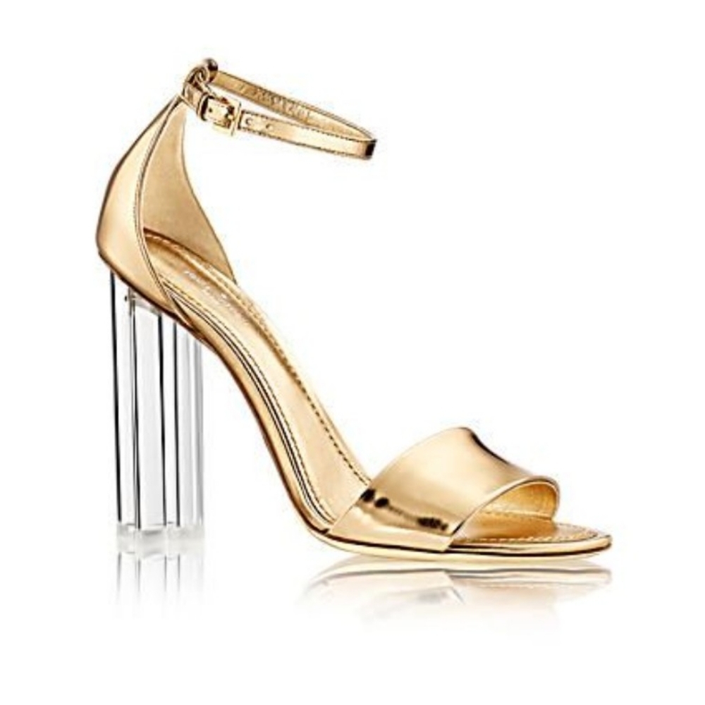 Louis Vuitton Authentic Crystal Flower Gold Sandals Size 40